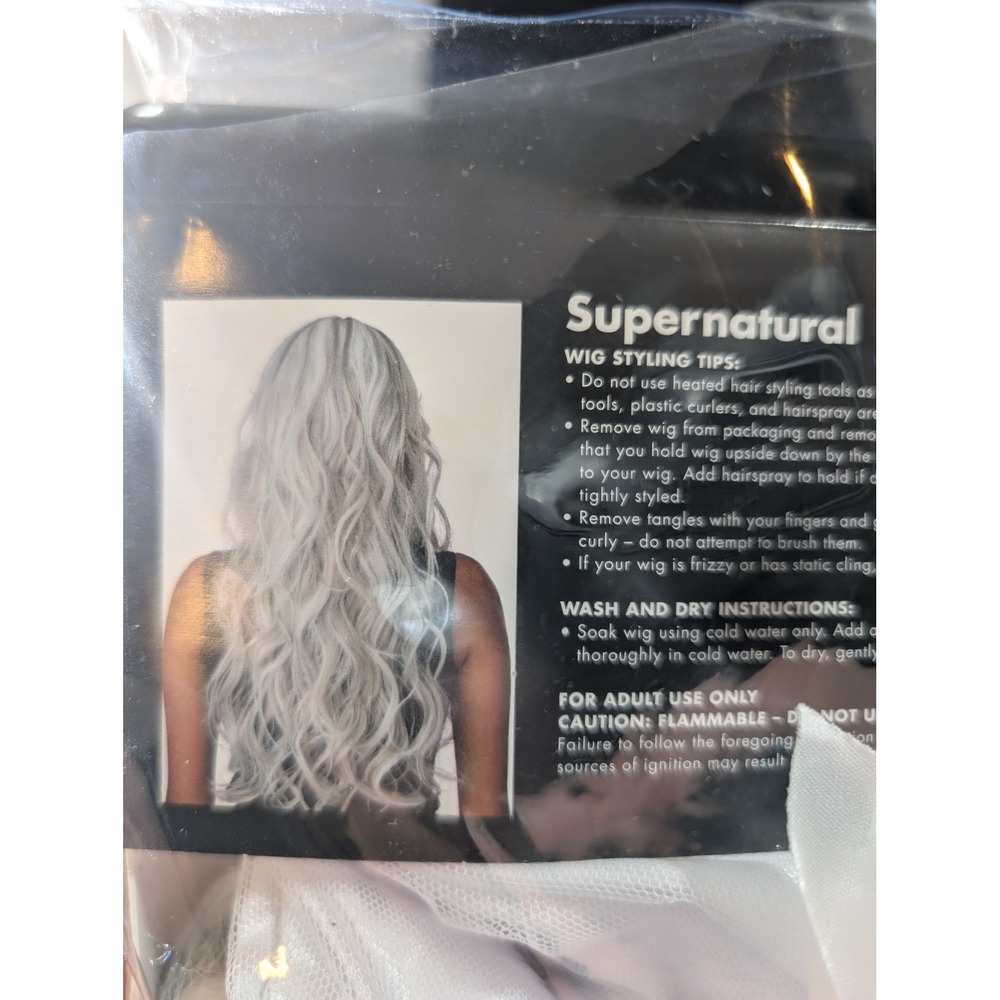 Spirit Halloween Supernatural Wig Adult Long Wavy Silver White Costume 01258383 - Picture 4 of 5